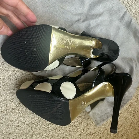 Valentino Black and Cream Polka Dot Heels - Picture 5 of 5